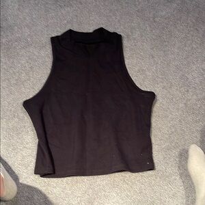 A New Day Black Fitted Crop Tank Top